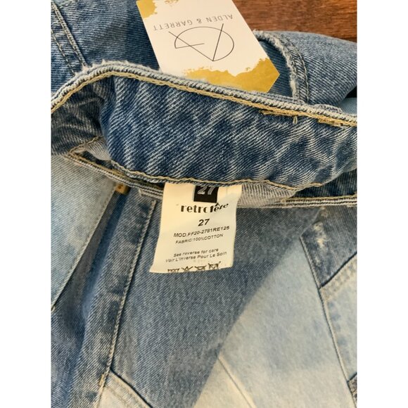 retrofete Taylor Blue Denim Patchwork High Rise Slim Leg Jeans Size 27 - Picture 5 of 8